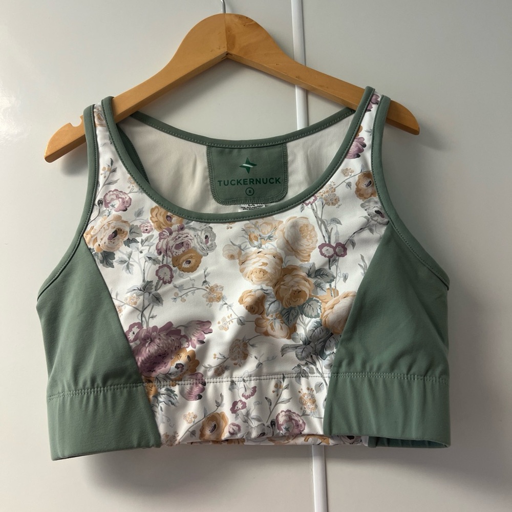 Tuckernuck TNUCK Sport Meadow Green Chintz Sports Bra S Sage Green Floral